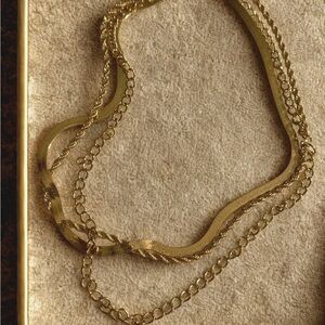 Gold Tone Layered Chain Necklace